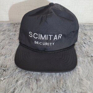 Vintage Scimitar Security Rope Hat Black Strapback Otto Cap OSFA